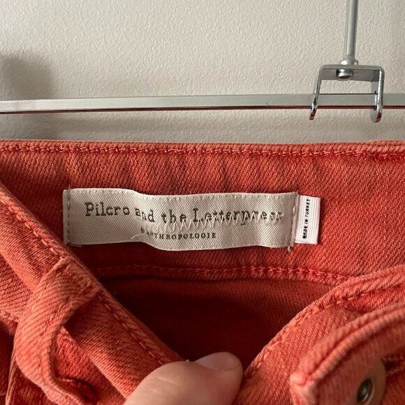 PILCRO And The Letterpress High-Rise Bootcut Jeans Raw Edge Denim Orange 28 - Picture 5 of 8